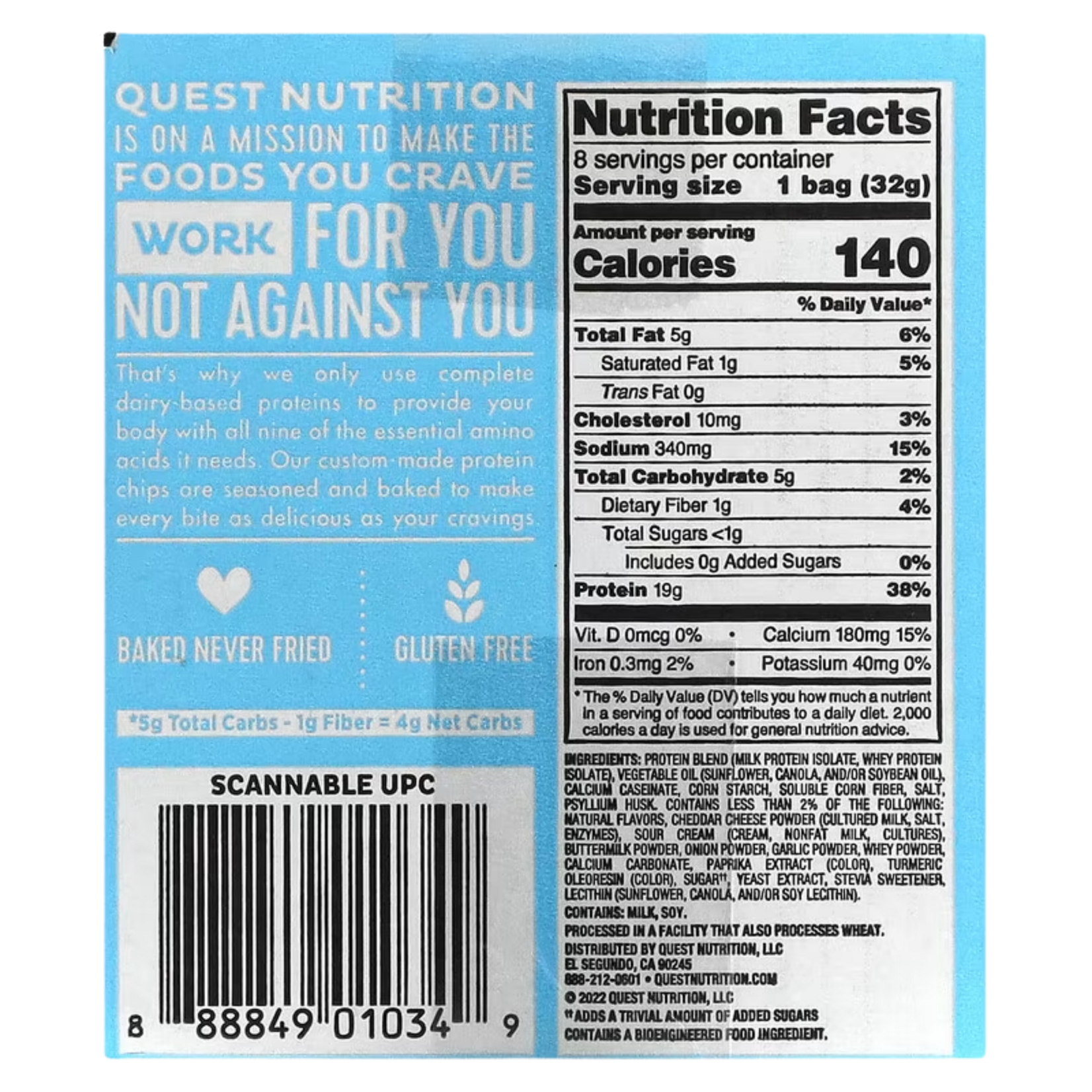 Quest Nutrition Quest Nutrition Cheddar & Sour Cream Original Style Protein Chips