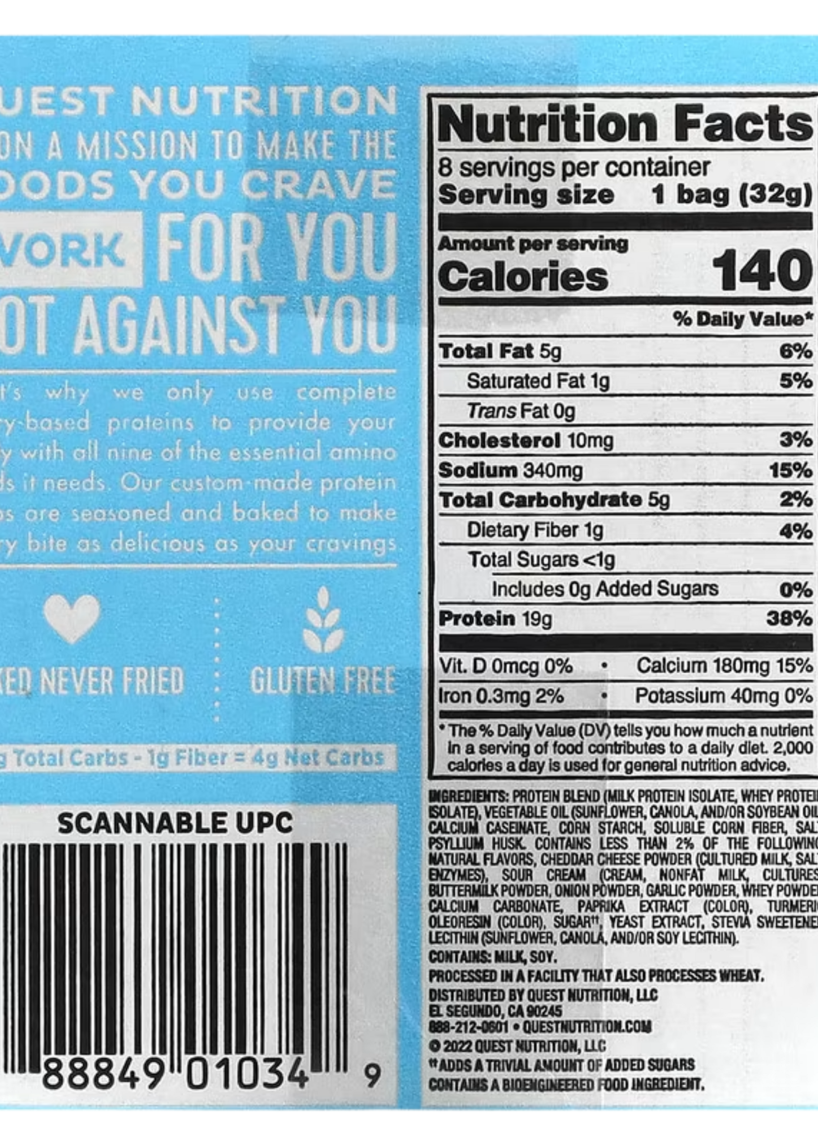 Quest Nutrition Quest Nutrition Cheddar & Sour Cream Original Style Protein Chips