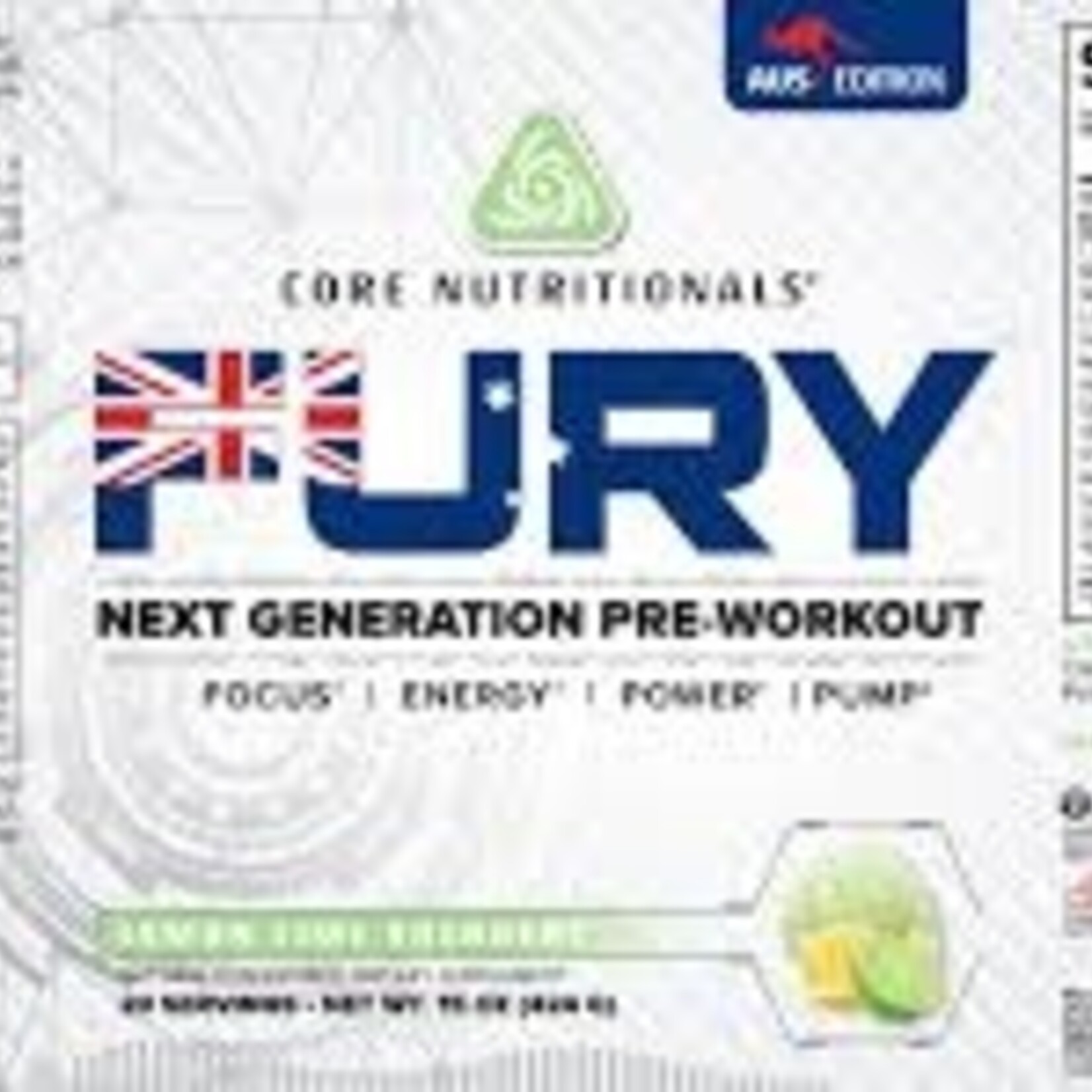 Core Nutritionals Core Nutritionals Fury X AUSTRALIA - Lemon Lime Sherbert