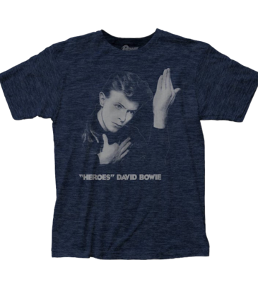 David Bowie - Heroes Fitted Heather Navy T-Shirt