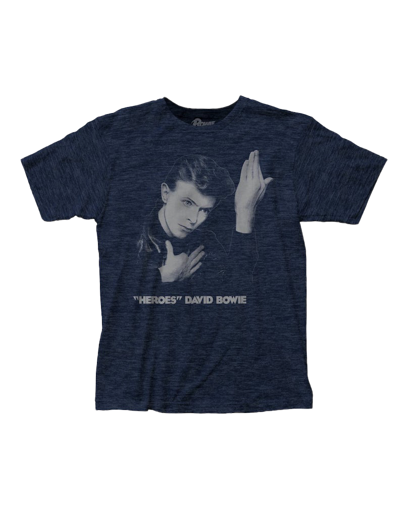 David Bowie - Heroes Fitted Heather Navy T-Shirt