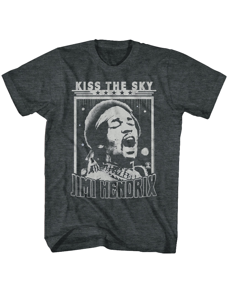 Jimi Hendrix - Kiss the Sky Black Heather T-Shirt