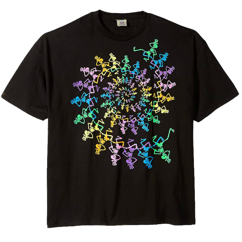 Grateful Dead Men's Spiral Skeletons T-shirt Large Black 