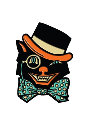 Creepy Co. Beistle Cat Top Hat Hat pin / Lapel Pin