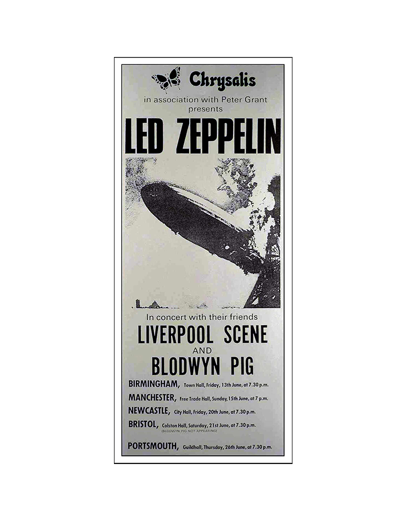 Bob Masse - Led Zeppelin 1969 UK Tour Concert Poster 13"x23"