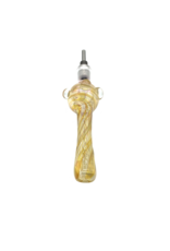 4" Kitchen Gold and Silver Fumed Swirl Nectar Collector With Titanium Tip