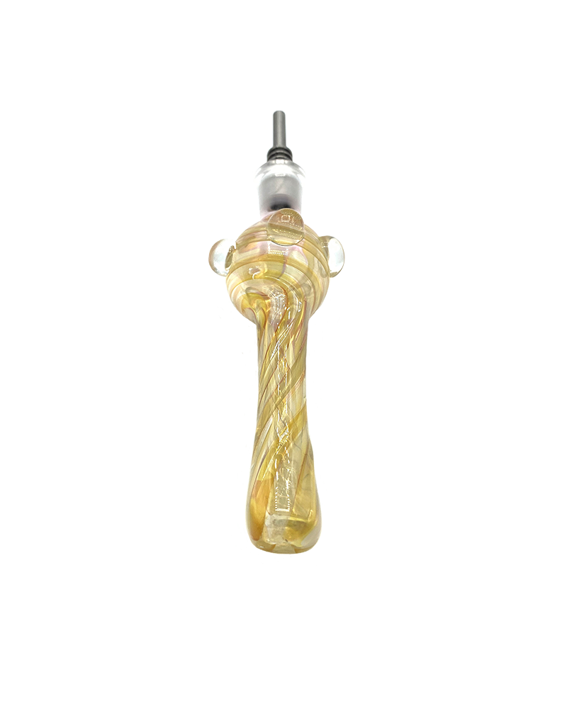 4" Kitchen Gold and Silver Fumed Swirl Nectar Collector With Titanium Tip