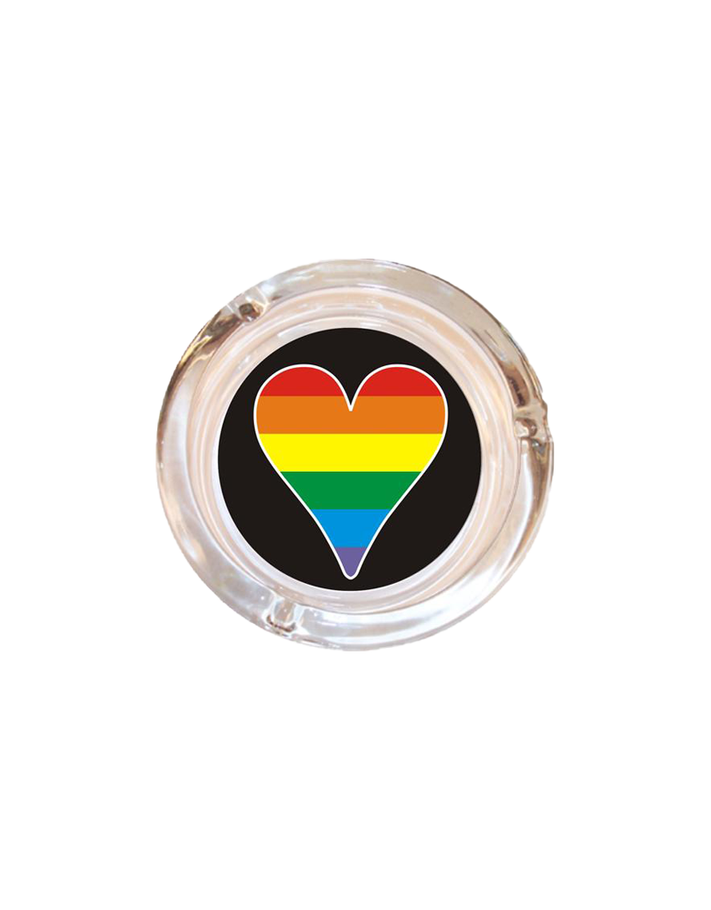 4" Diameter Big Heart Pride Glass  Ashtray