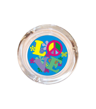 4" Diameter Love Glass Ashtray