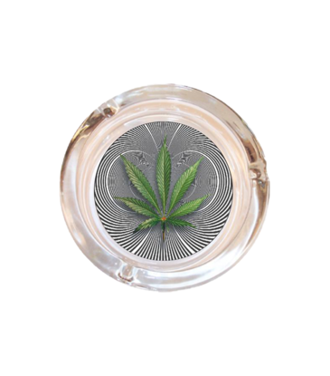 4" Diameter Optical Leaf Glass Ashtray