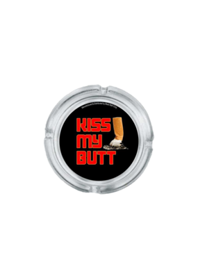 4" Diameter Kiss My Butt Glass Ashtray