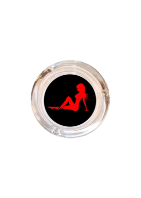 4" Diameter Trucker Babe Mud Flap Girl Glass Ashtray