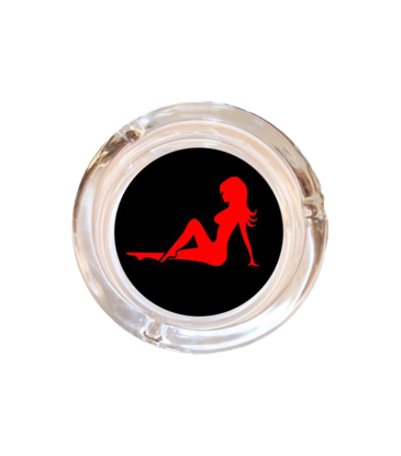 4" Diameter Trucker Babe Mud Flap Girl Glass Ashtray