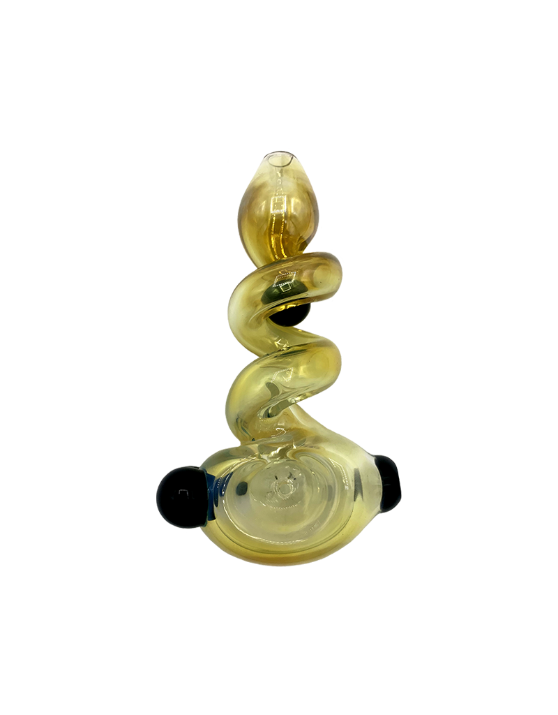 5" Ross Silver Fume Twisted Marble Trap Hand Pipe With Color Accents