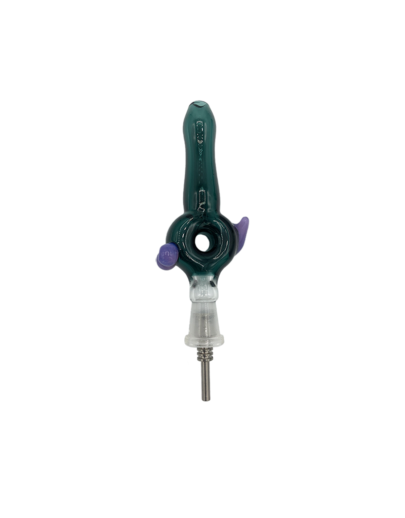 5" Mears Teal Donut Nectar Collector With Titanium Tip