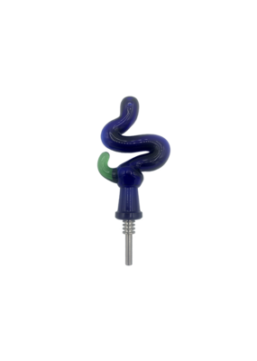 3.5"  Kitchen Blue Squiggle Nectar Collector With Titanium Tip