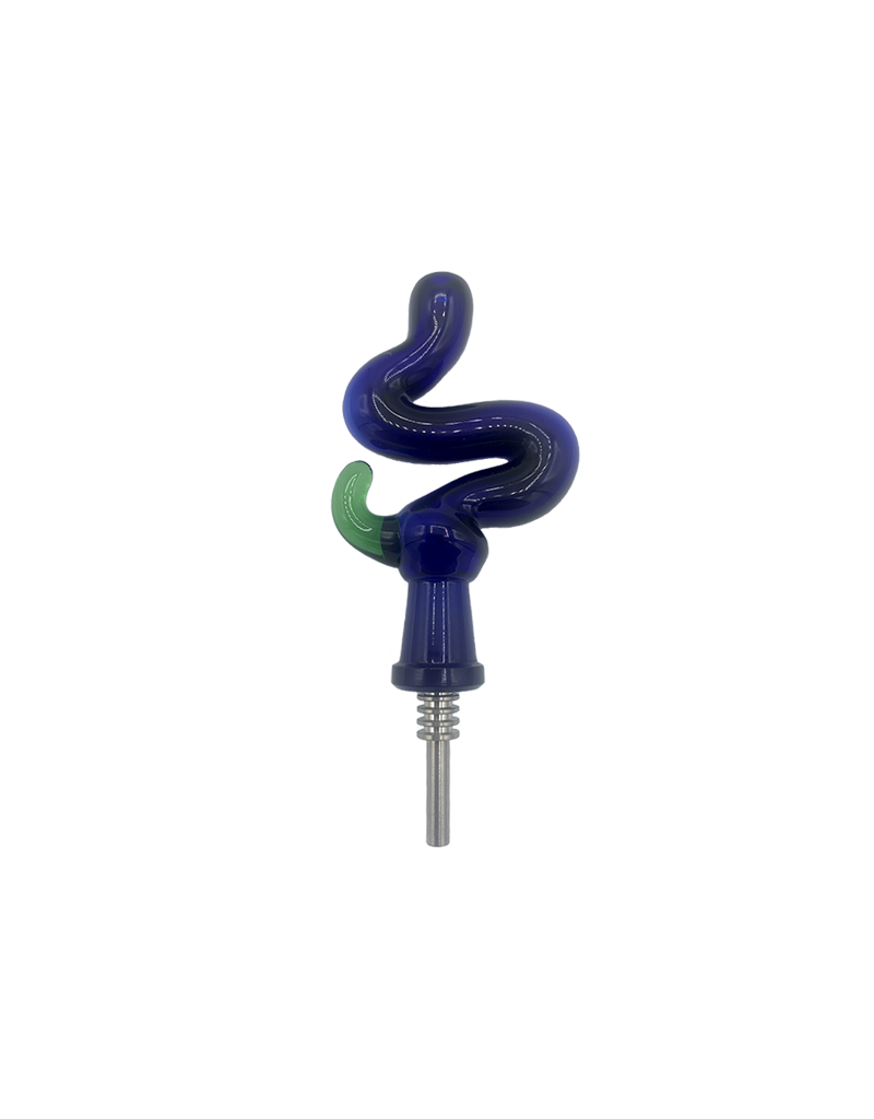 3.5"  Kitchen Blue Squiggle Nectar Collector With Titanium Tip