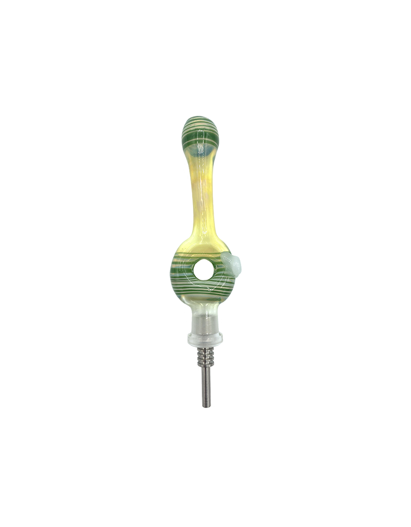 4.5" Kitchen Wrap and Rake Donut Nectar Collector Titanium Tip Light Green