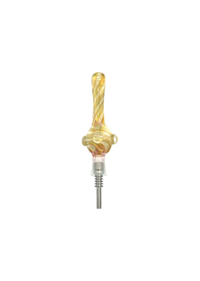 4" Kitchen Gold and Silver Fumed Swirl Nectar Collector With Titanium Tip