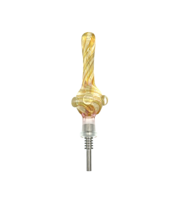 4" Kitchen Gold and Silver Fumed Swirl Nectar Collector With Titanium Tip