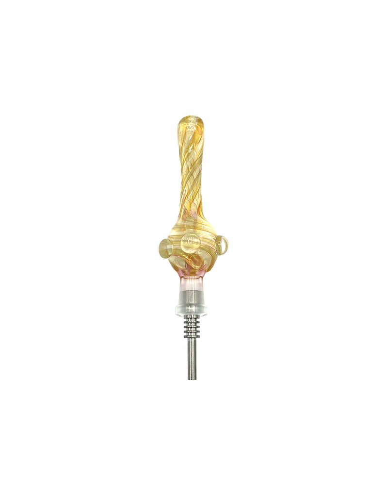 4" Kitchen Gold and Silver Fumed Swirl Nectar Collector With Titanium Tip