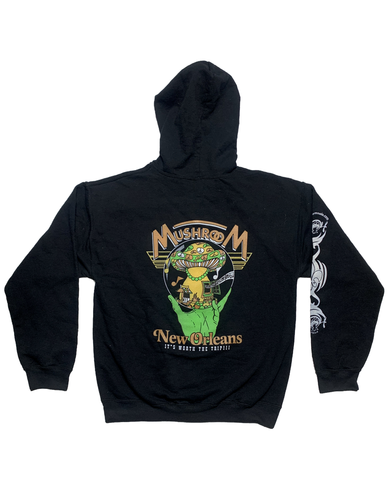 Mushroom Hand Of Peace Zip-Up Hoodie Black