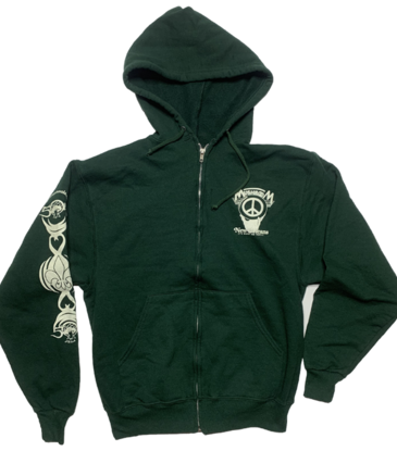 Mushroom Mushroom Hand Of Peace Zip-Up Hoodie Forest Green