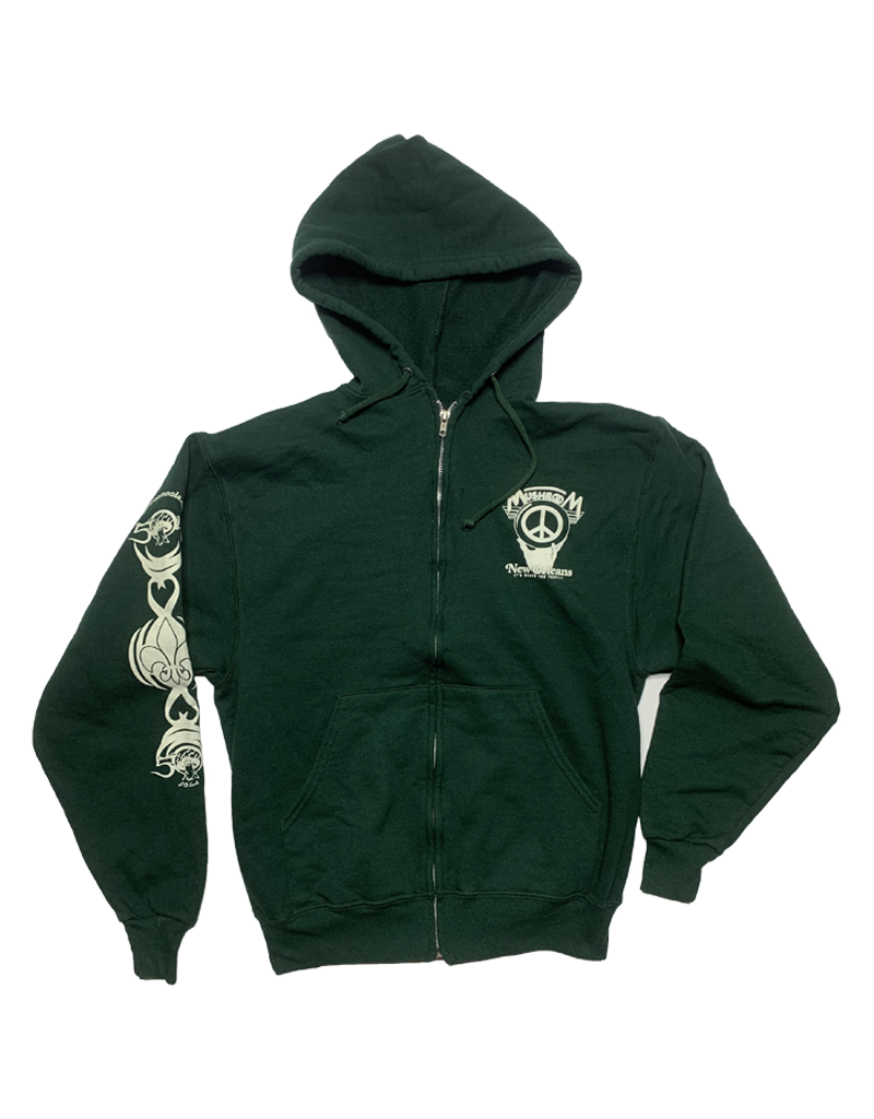 Mushroom Mushroom Hand Of Peace Zip Up Hoodie Forest Green