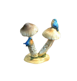 Bluebirds on Mushroom Figurine 2.75"H