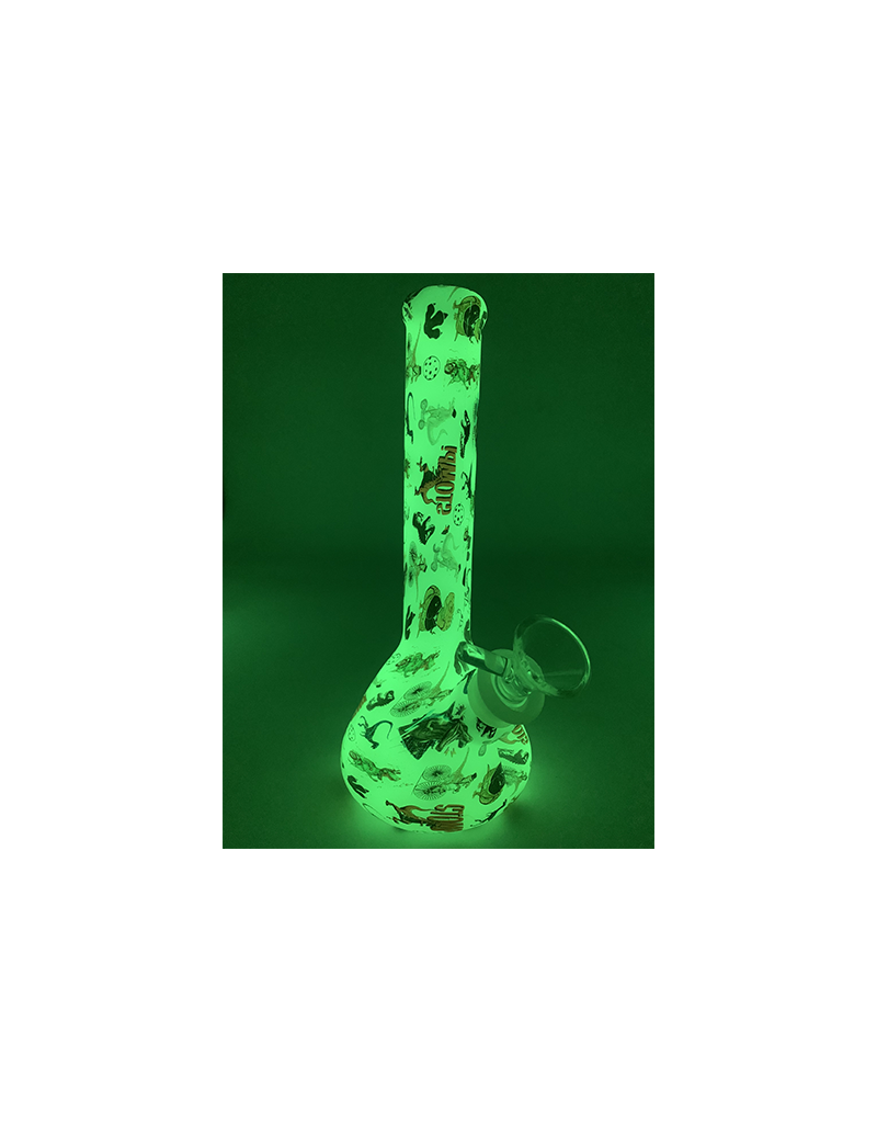 7" Glow In The Dark - Dino  Silicone Beaker Water Pipe