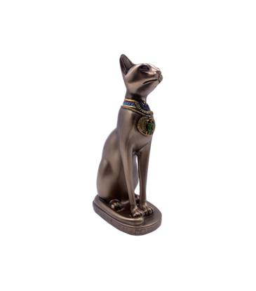 Egyptian Bastet Sitting With Earrings Statue 5.5"H