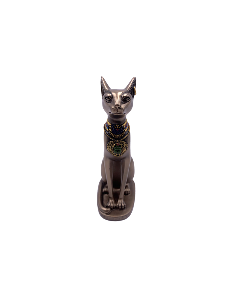 Egyptian Bastet Sitting With Earrings Statue 5.5"H