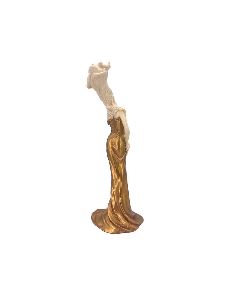 Art Nouveau - Lady with Hands on Leg Candleholder 11.5"H