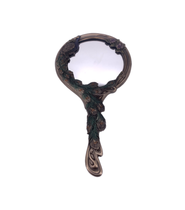 Art Nouveau - Peacock Hand Mirror 10"H