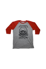 Mushroom Vintage Raglan Youth T-Shirt Grey and Red