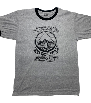 Mushroom Mushroom Vintage Ringer T-Shirt Grey and Navy