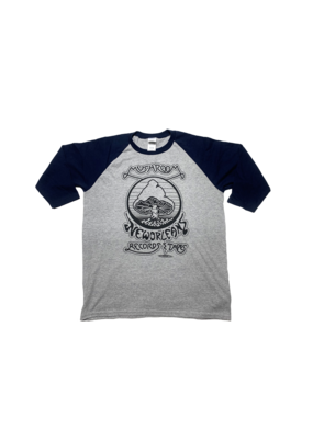 Mushroom Vintage Raglan Youth T-Shirt Grey and Navy