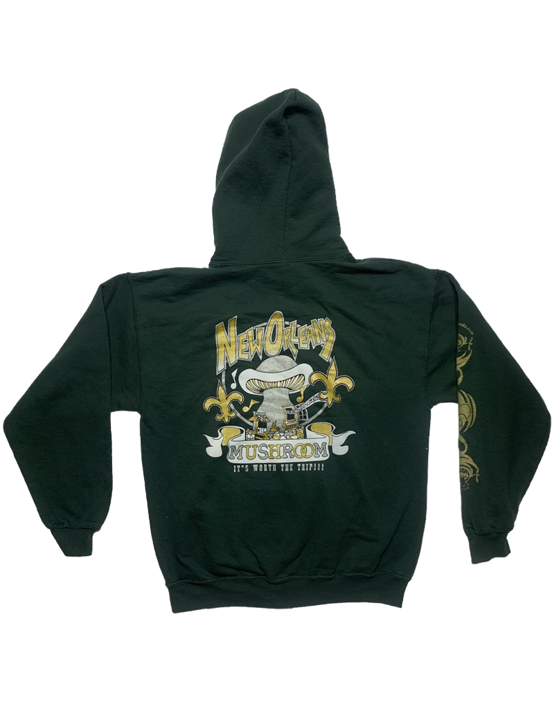 Mushroom Fleur De Lis Zip-Up Hoodie Forest Green