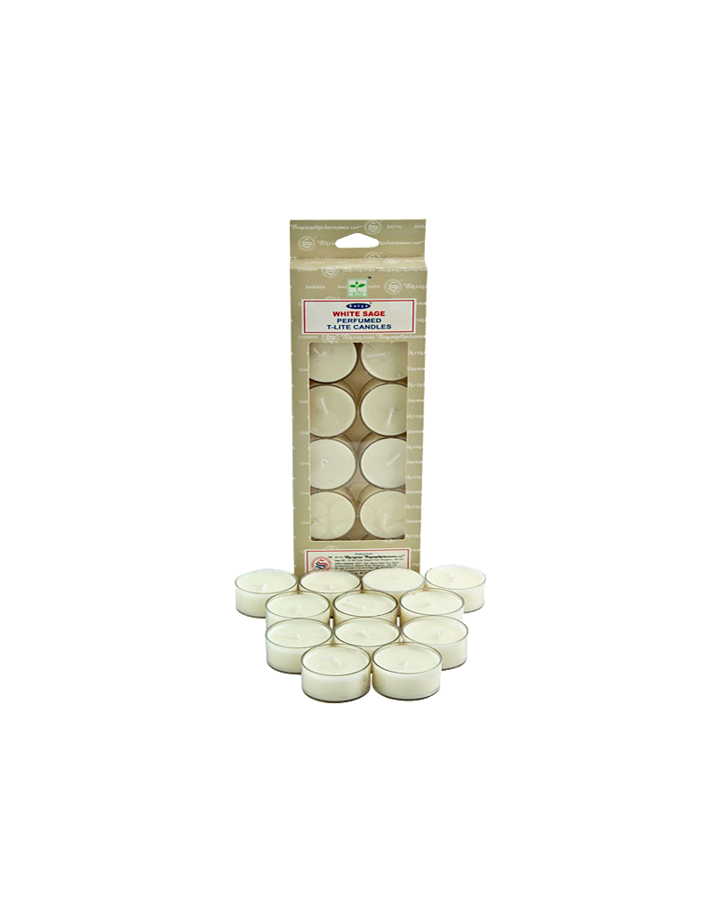 Satya White Sage Tea Light Candles 12 Pack