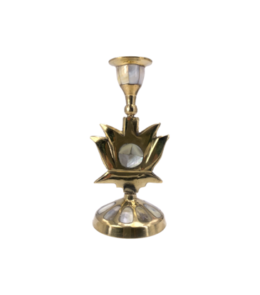 Lotus Brass Candle Stand 6"H