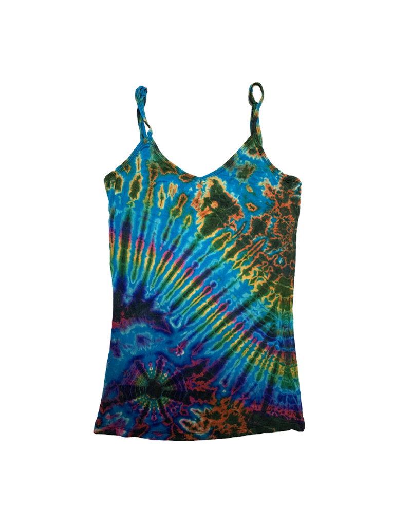 Tie Dye Lycra Tank Top Aqua Rainbow