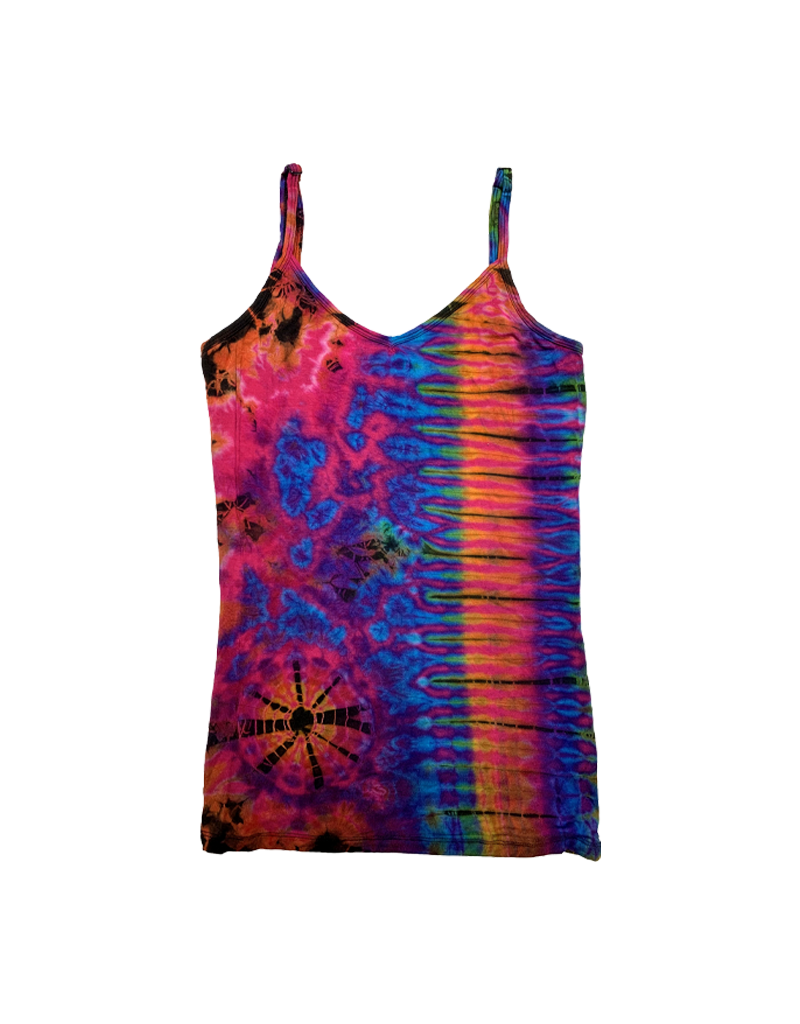 Tie Dye Lycra Tank Top Pink Rainbow