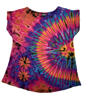 Tie Dye Lycra Top Pink Rainbow