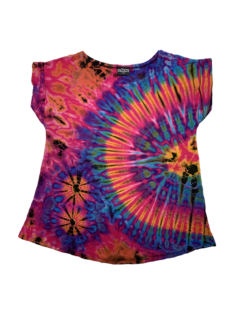 Tie Dye Lycra Top Pink Rainbow