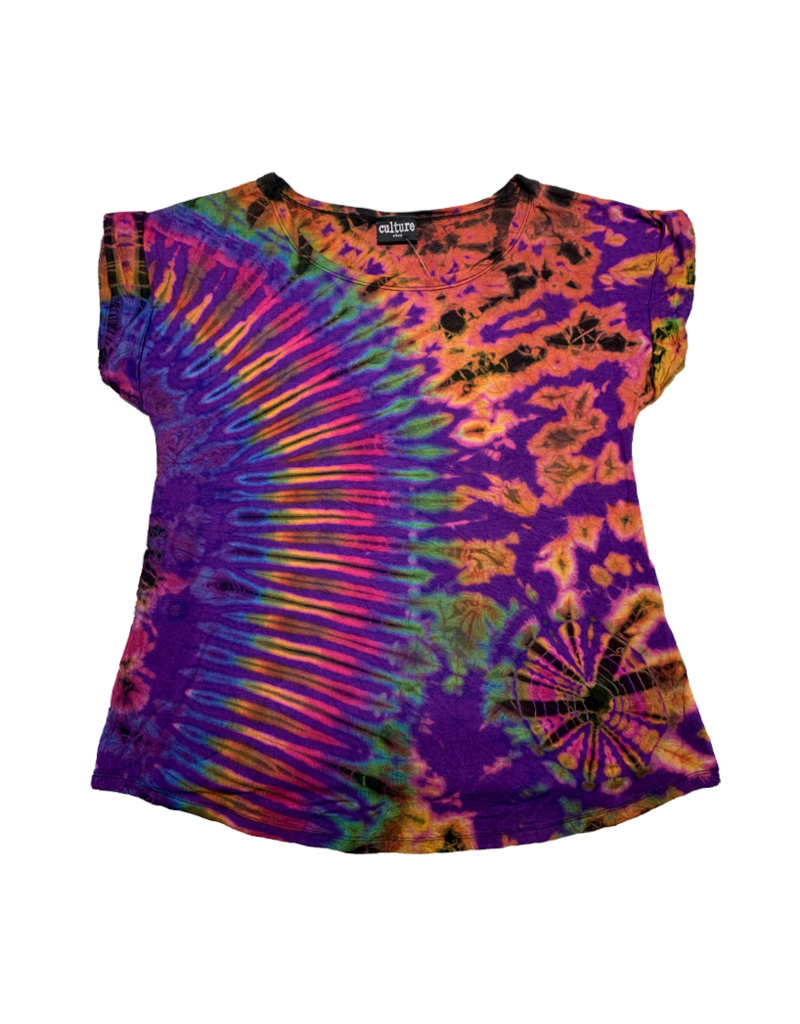 Tie Dye Lycra Top Rainbow Purp