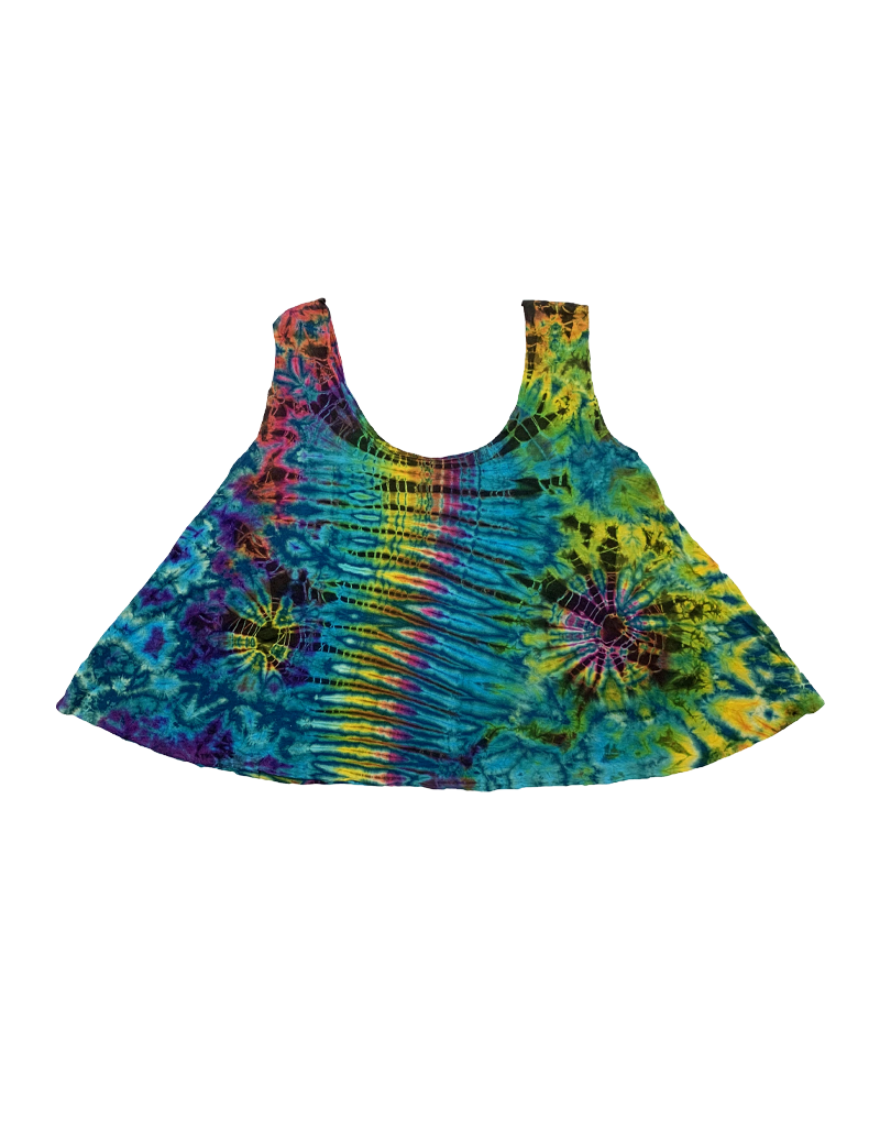 Tie Dye Lycra Dance Top Aqua Rainbow