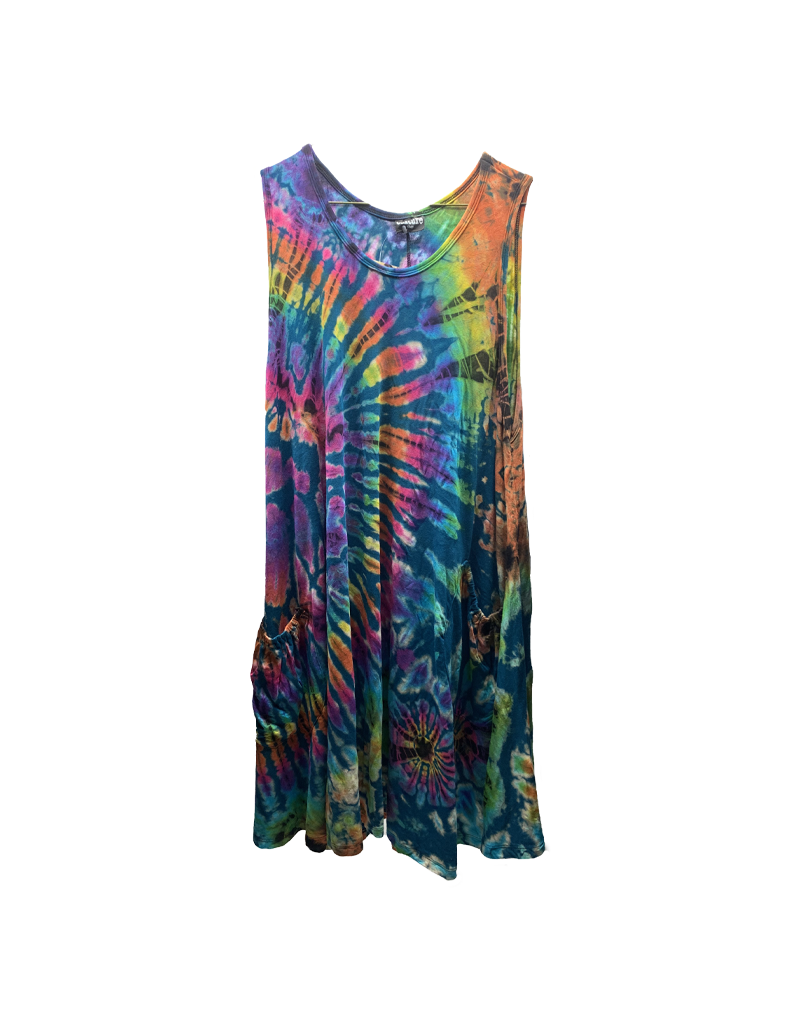 Tie Dye Renee Lycra Dress Aqua Rainbow