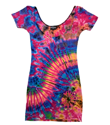 Tie Dye Lycra Club Dress Pink Rainbow