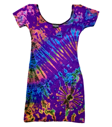 Tie Dye Lycra Club Dress Rainbow Purp