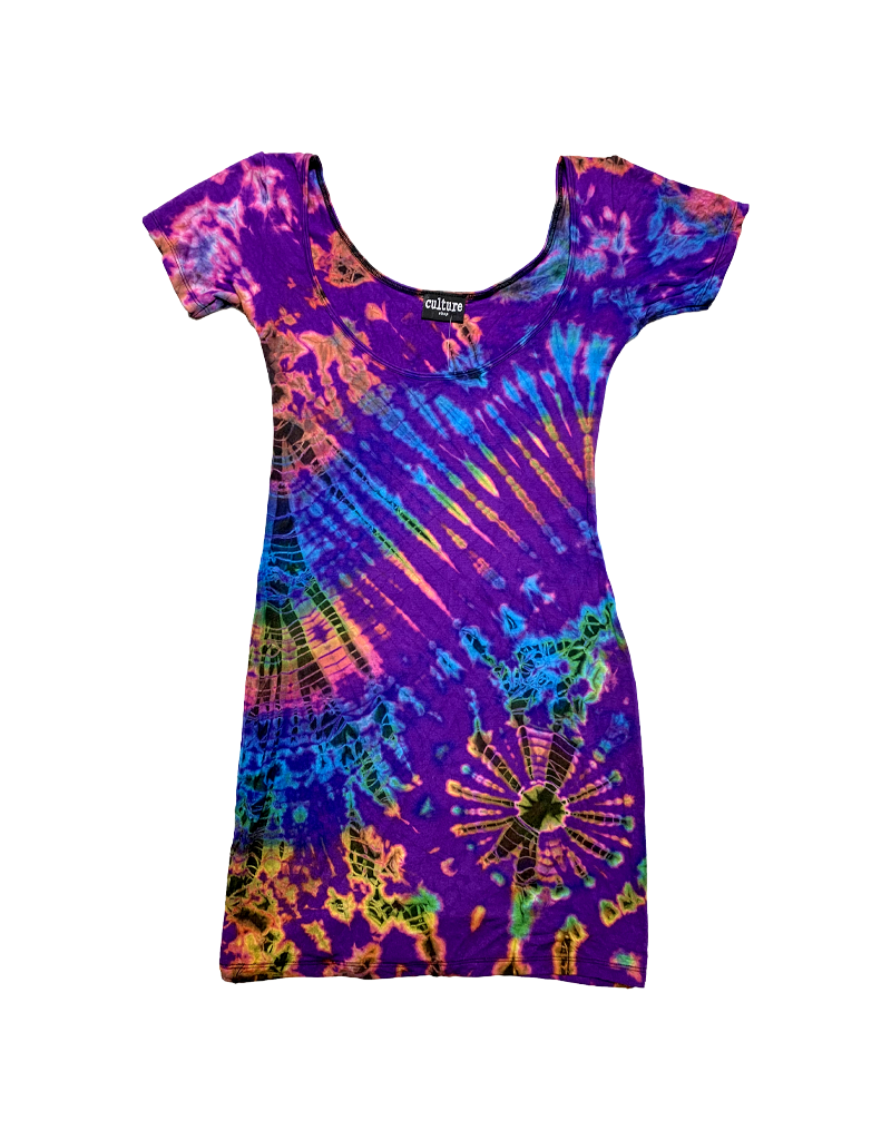 Tie Dye Lycra Club Dress Rainbow Purp